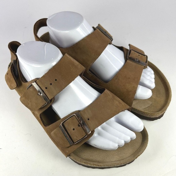 Birkenstock Milano Women's Slingbacks US 10 Brown Leather Birko-Flor Sandals - Picture 5 of 10